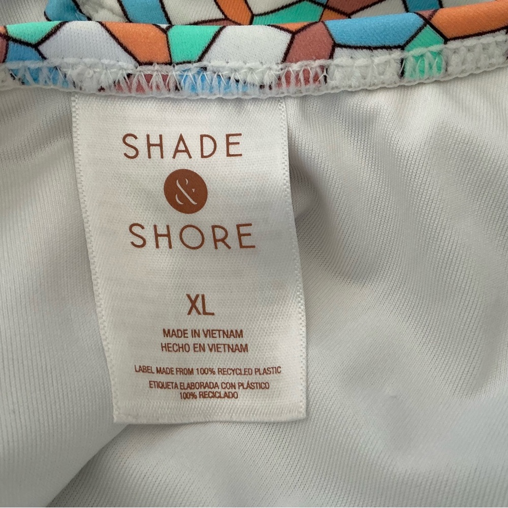 Shade & Shore One Piece Swimsuit Multicolor Geo Print Size XL Beach Swim Vacay - Picture 12 of 13